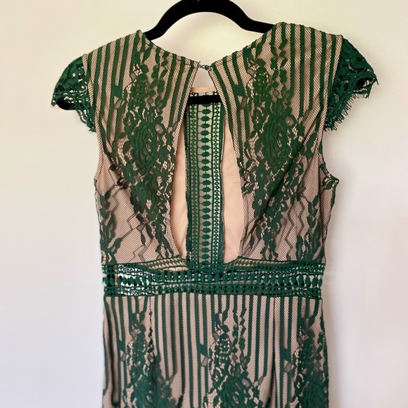 Forever 21 Green Floral Lace Open Back Bodycon Mini Dress - Picture 6 of 9